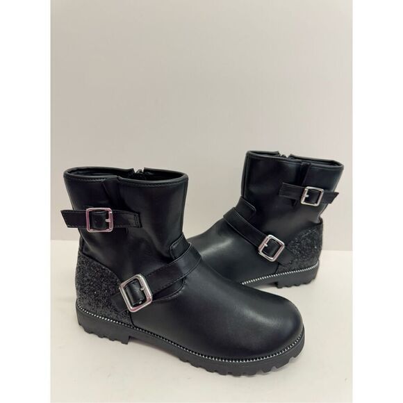 Harper Canyon Boots Size 5 Black Buckle Detail Lug Sole Block Heel Side Zip NEW - Picture 4 of 9